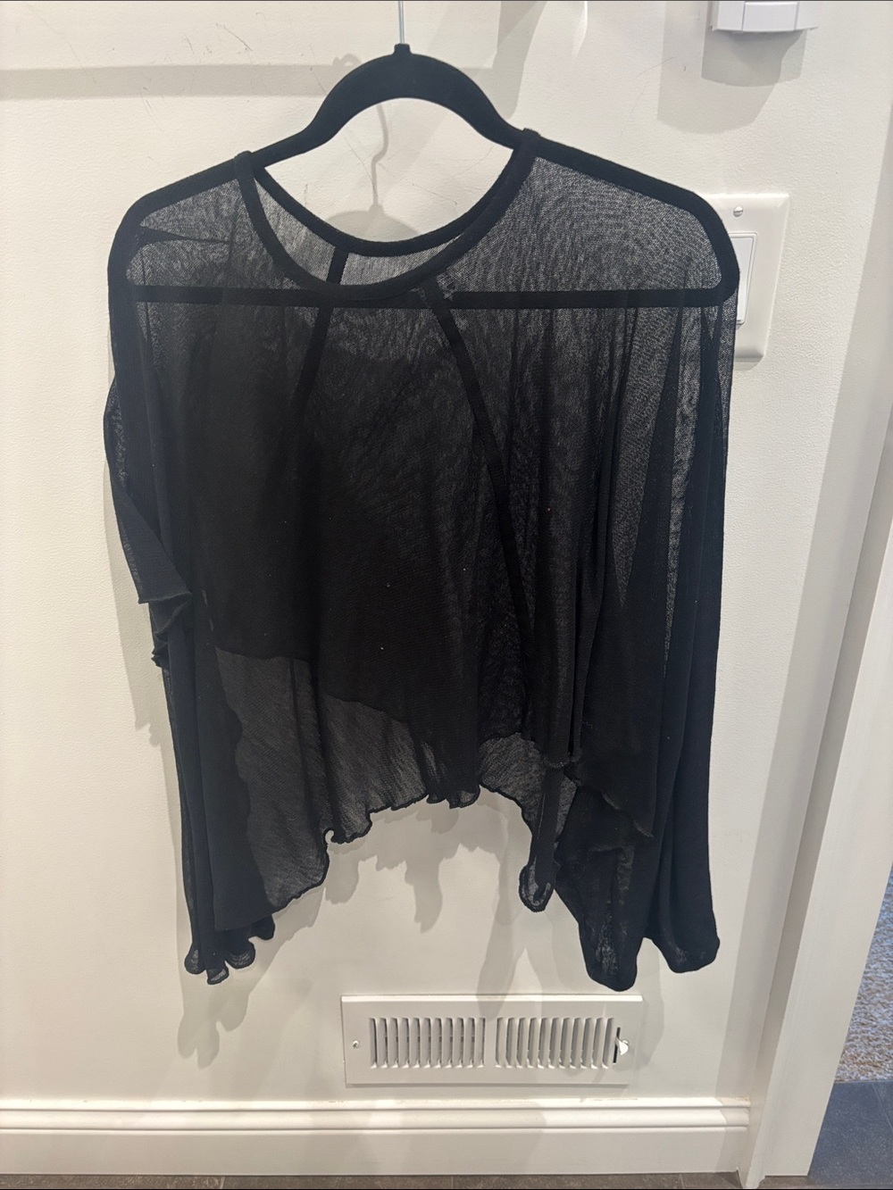Sheer Black Women’s Long-Sleeve Top/Poncho